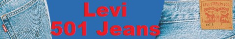 Levi 501 Jeans header red lettering